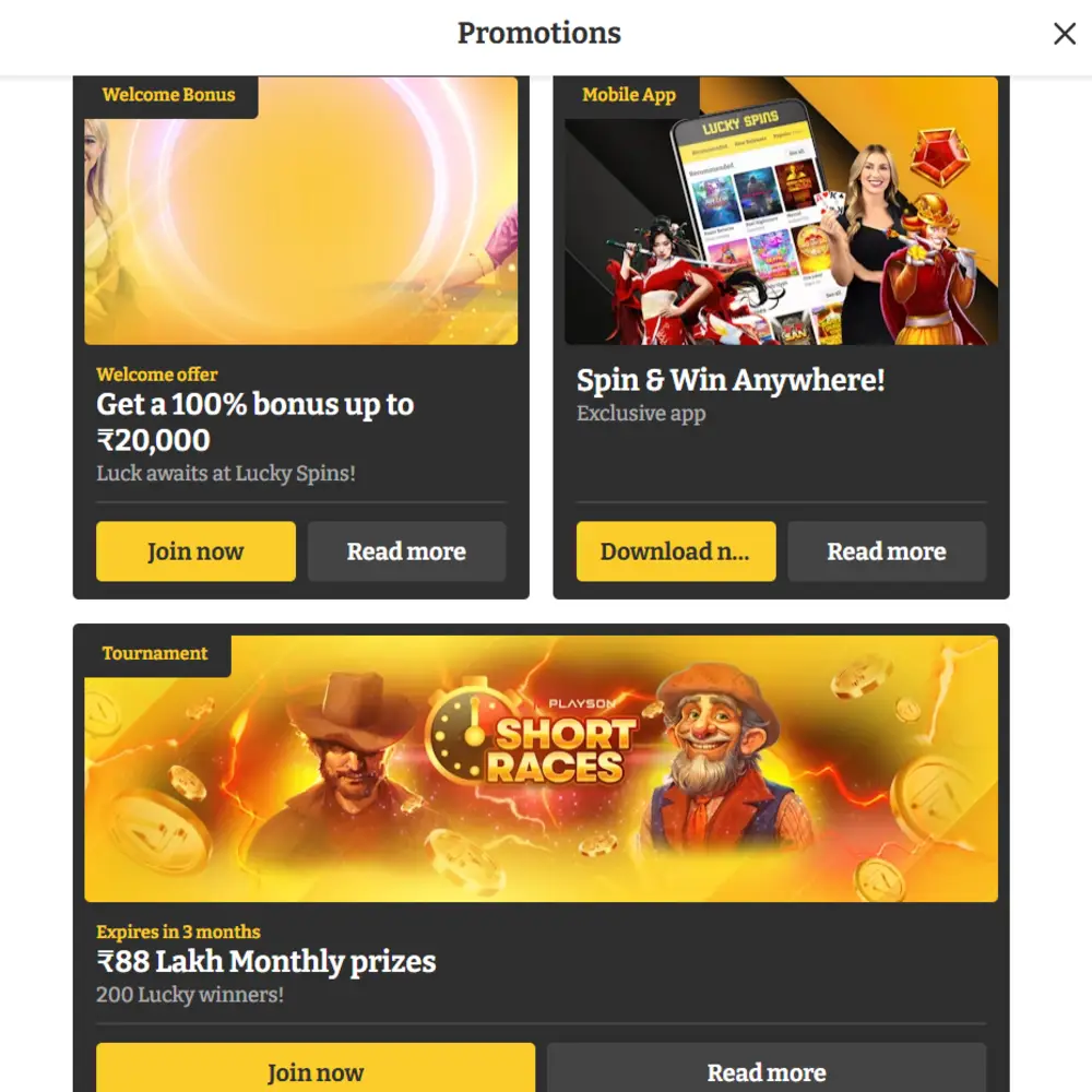 Lucky Spins Casino Promotions